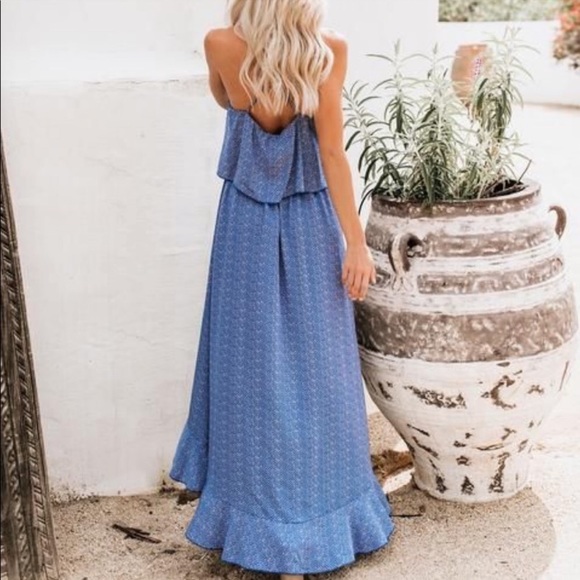 NWOT - Blue ruffle Maxi Dress - VICI - Picture 4 of 4